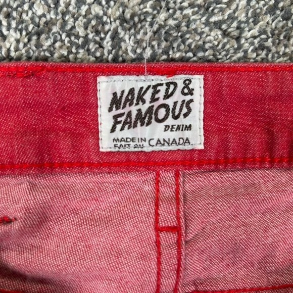 Naked & Famous Skinny Guy Red Stretch Japanese Denim Jean Men 32 Casual Slim Fit - Picture 5 of 13